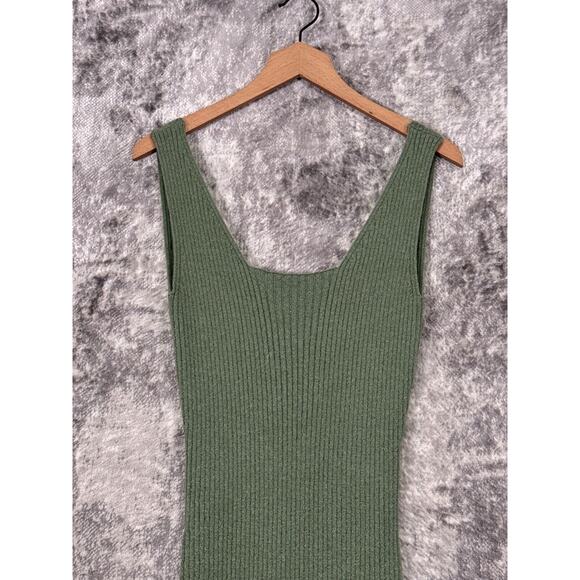 Anthropologie Dress Medium Womens AMADI Green Knit Ribbed Backless Midi Maxi - Picture 2 of 8